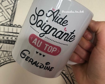 Mug tasse aide soignante personnalisable , tasse aide soignante prenom personnalisé