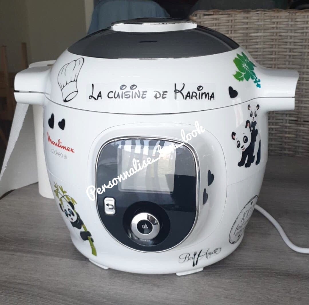 stickers Robot de Cuisine Panda , Autocollant Thermomix Cookeo Compact Cook Platinium Personnalisé, 