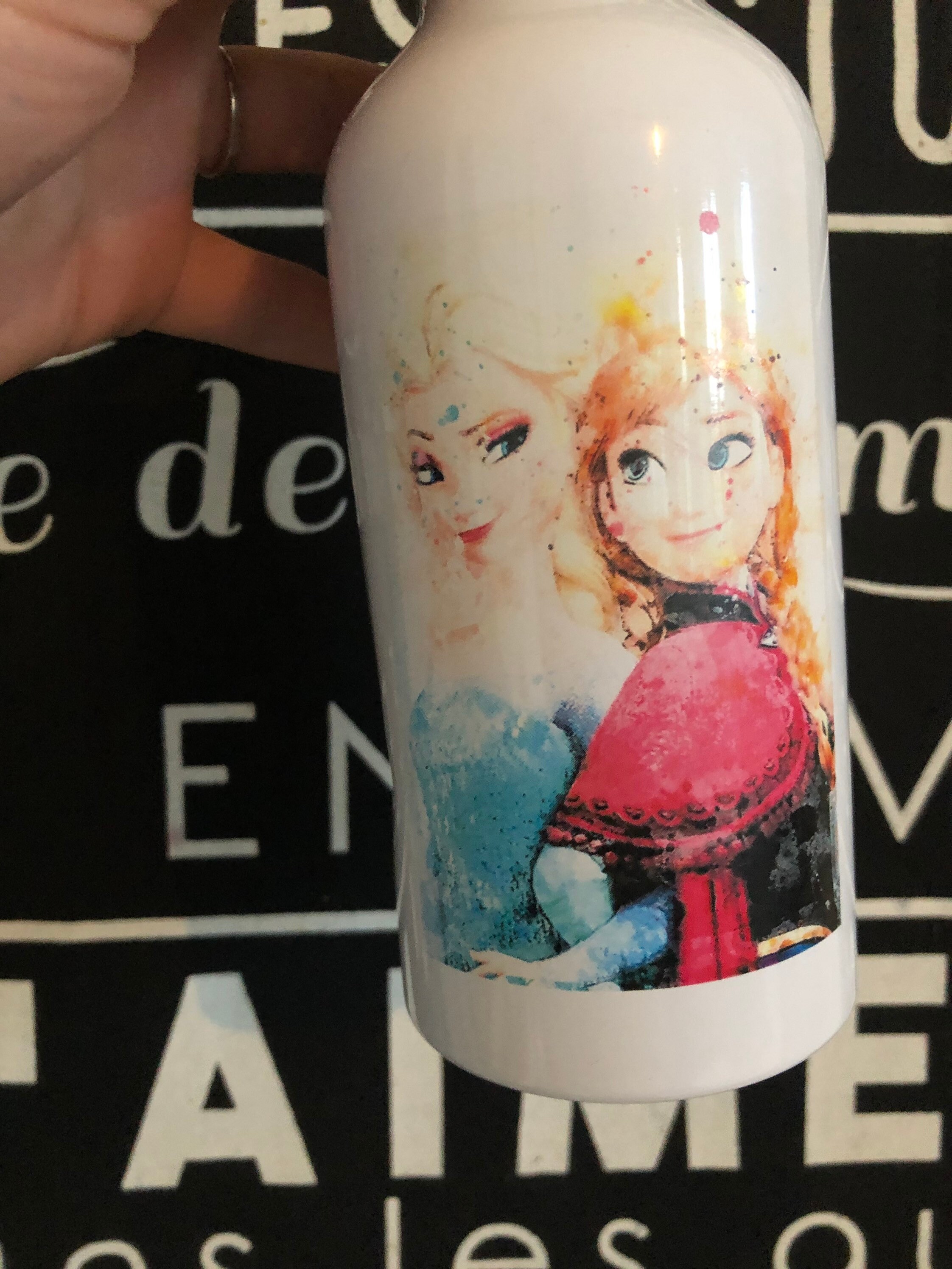 Gourde Isotherme Bouteille Reines Des Neiges Revisité Aquarelle Dessin Elsa Anna