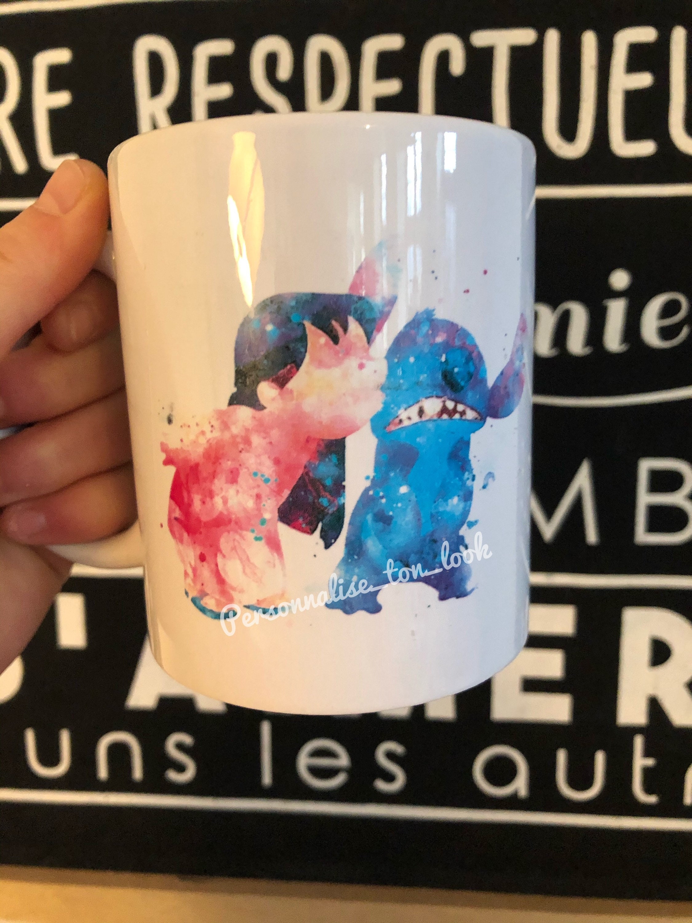 Mug Tasse Stitch Ohana Ombrage Dessin Revisité Aquarelle