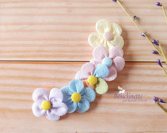 Chiffon flower spring hair accessory on elastic, alligator clips, headband