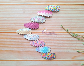 Ice cream cone snap clip, hair accessories on 5.5cm leatherette clip