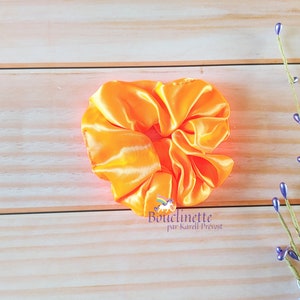 Scrunchie with light in handmade satin for normal size hair 7- Chouchou orange