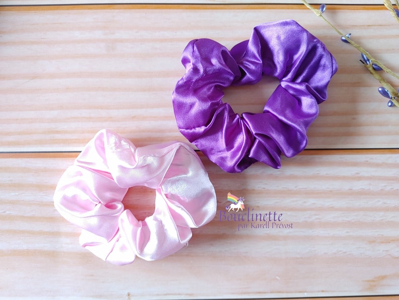 Scrunchie with light in handmade satin for normal size hair image 4