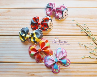 Butterfly hair accessories, spring ladybug on clip, elastic, headband, hair bow