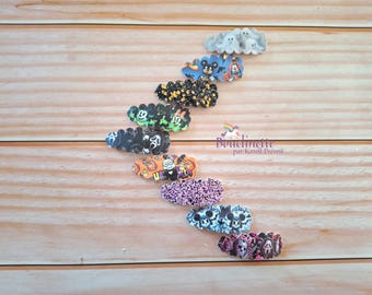Snap clip, Halloween hair accessories on 5.5 cm leatherette clip