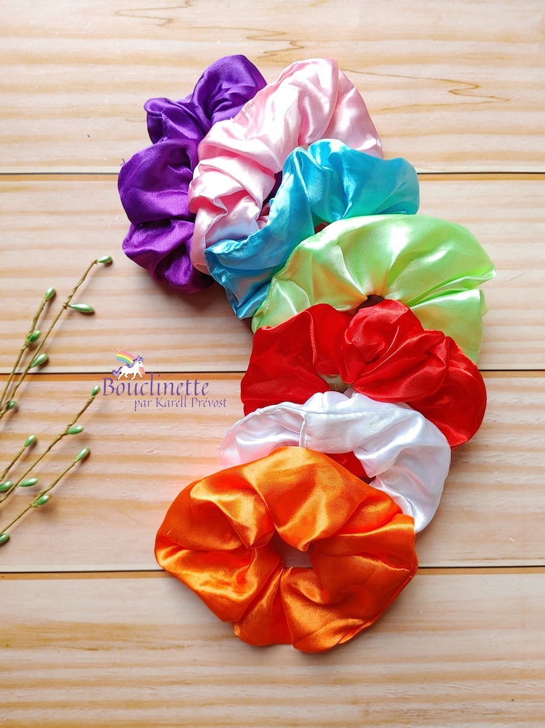 Scrunchie with light in handmade satin for normal size hair image 3