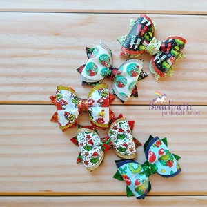 Christmas hair accessories on clip, elastic, headband, hair bow