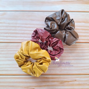 Autumn hair scrunchie, elastic, soft vegan leather scrunchie for normal sized hair