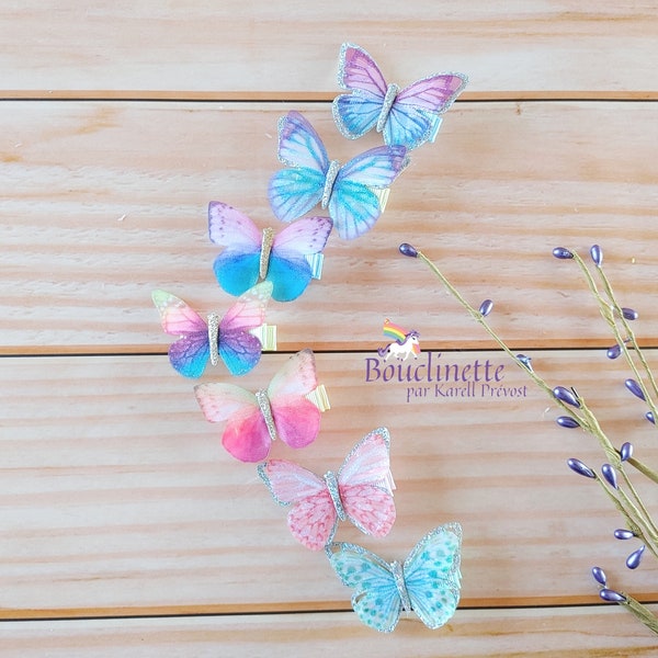 Barrette du printemps avec papillons, pince crocodile à cheveux de 3,5 cm