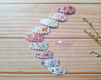 Spring snap clip, farm animal hair accessories on 5.5cm leatherette clip