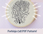 Purkinje Neuron Embroidery Pattern, Beginner Modern Hand Embroidery PDF