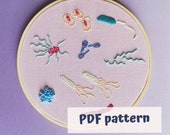 Bacteria PDF pattern, Biology Embroidery Kit, Science Art DIY, Petri Dish, Beginner Embroidery Kit, Beginner Embroidery Stitch Sampler