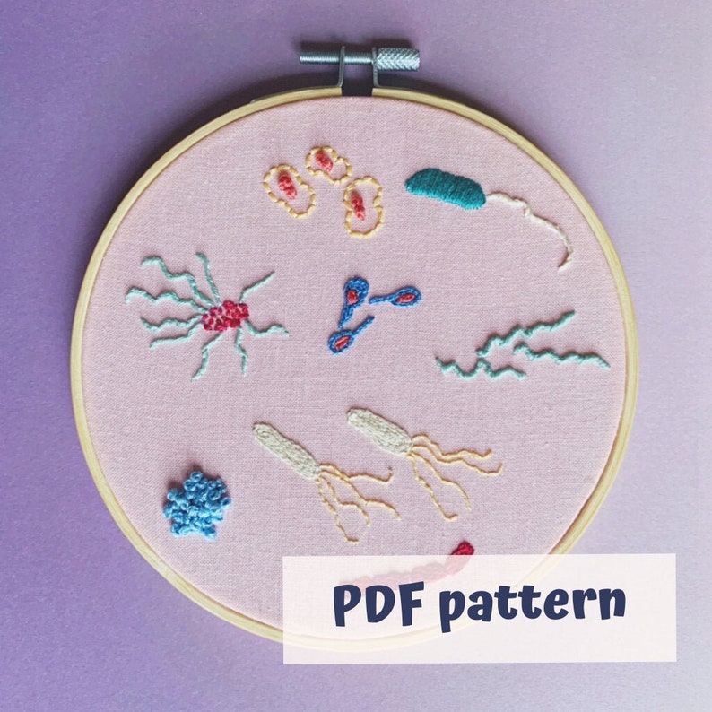 Bacteria PDF pattern Biology Embroidery Kit Science Art DIY Etsy