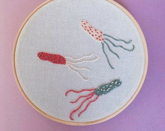 Bacteria Embroidery Hoop, 5in embroidery, science embroidery, biology embroidery, science office decor, microbiology art, science art