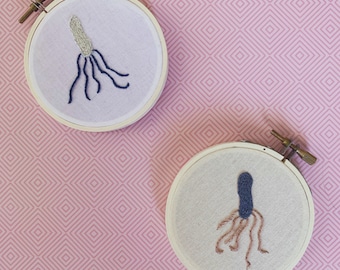 Bacteria Embroidery Hoop, 3 in embroidery, science embroidery, biology embroidery, science office decor, microbiology art, science art