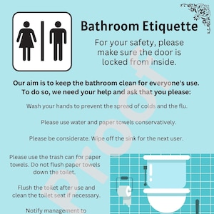 Bathroom Etiquette Sign, Men & Women Restroom Printable (PDF) - Etsy