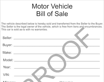 Factura de venta de vehículo de motor - Factura de venta de furgoneta de camión de coche Descarga e impresión digital instantánea, fácil acceso, venda su vehículo de forma privada 8,5 x 11"