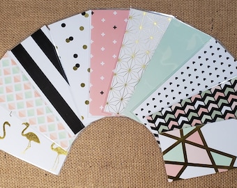 10 &#39;Mint Geometric&#39; Cash envelopes, Laminated Cash Envelopes | Dave Ramsey Inspired Cash Envelope System