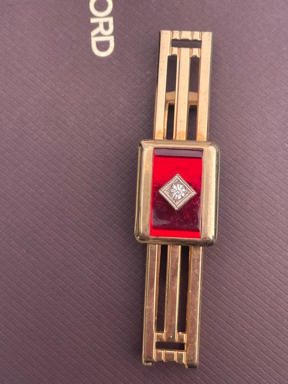 Stunning Anson Red and Gold Art Deco cufflink and… - image 3