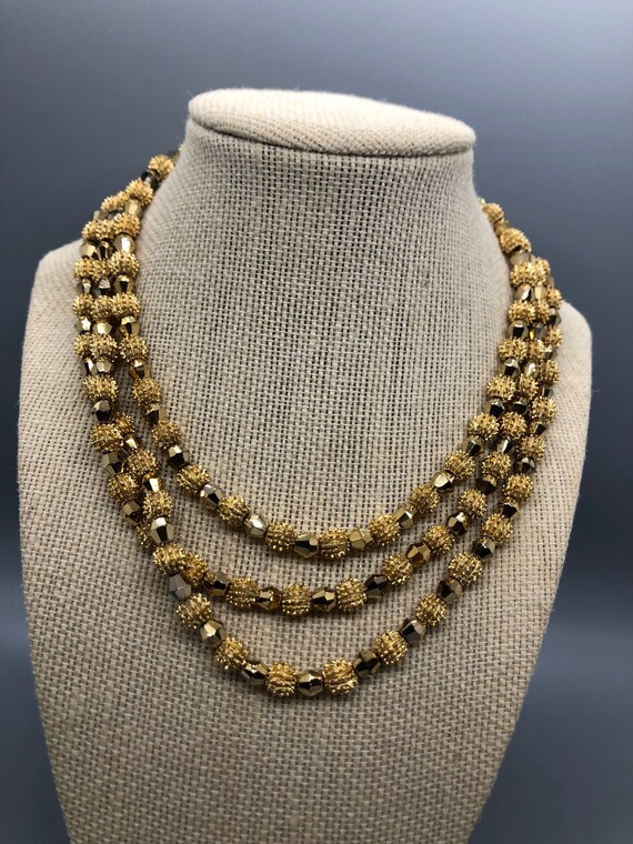 1950s Crown Trifari triple Strand "mace", necklace, b… Gem