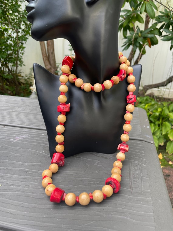 Kenneth Jay lane chunky faux  momo red coral and … - image 1