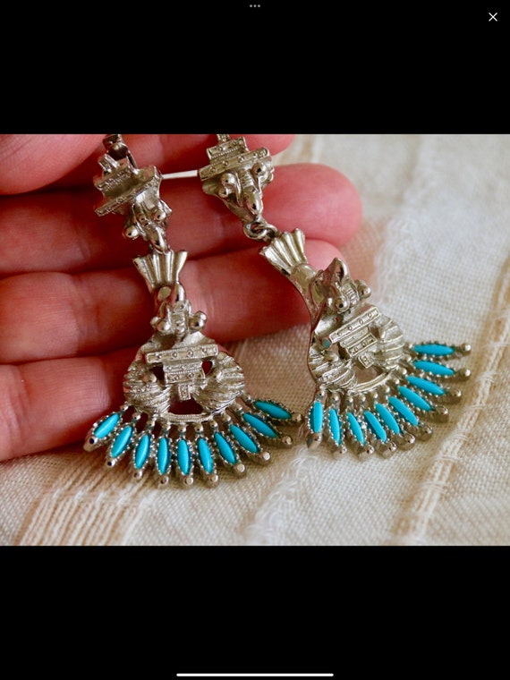 Larry Vrba for Castlecliff Aztec faux turquoise e… - image 1