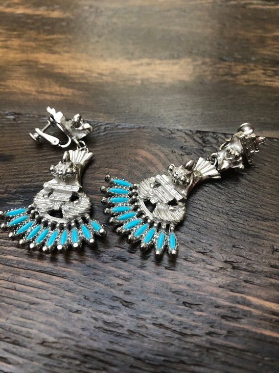 Larry Vrba for Castlecliff Aztec faux turquoise e… - image 3