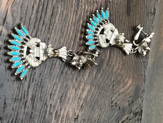 Larry Vrba for Castlecliff Aztec faux turquoise e… - image 5