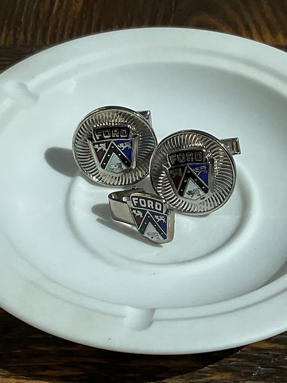 Vintage FORD Crest shield cufflinks and tie tac a… - image 4