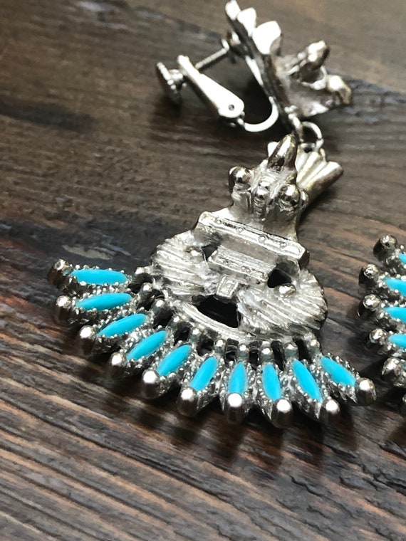 Larry Vrba for Castlecliff Aztec faux turquoise e… - image 2