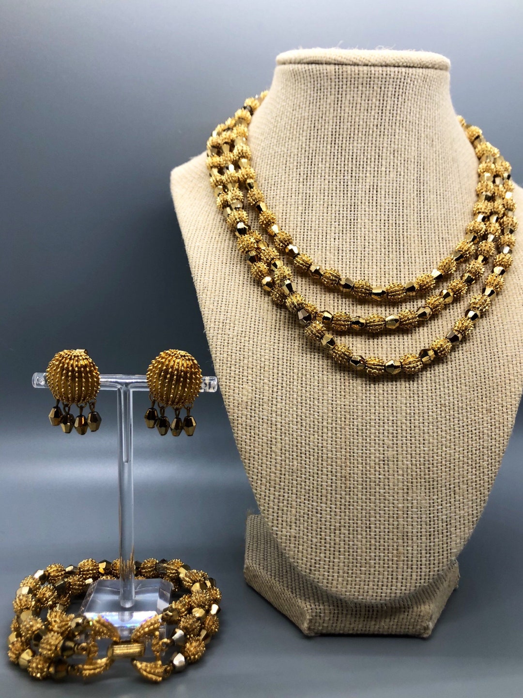 Sale 1950s Crown Trifari Triple Strand mace Etsy