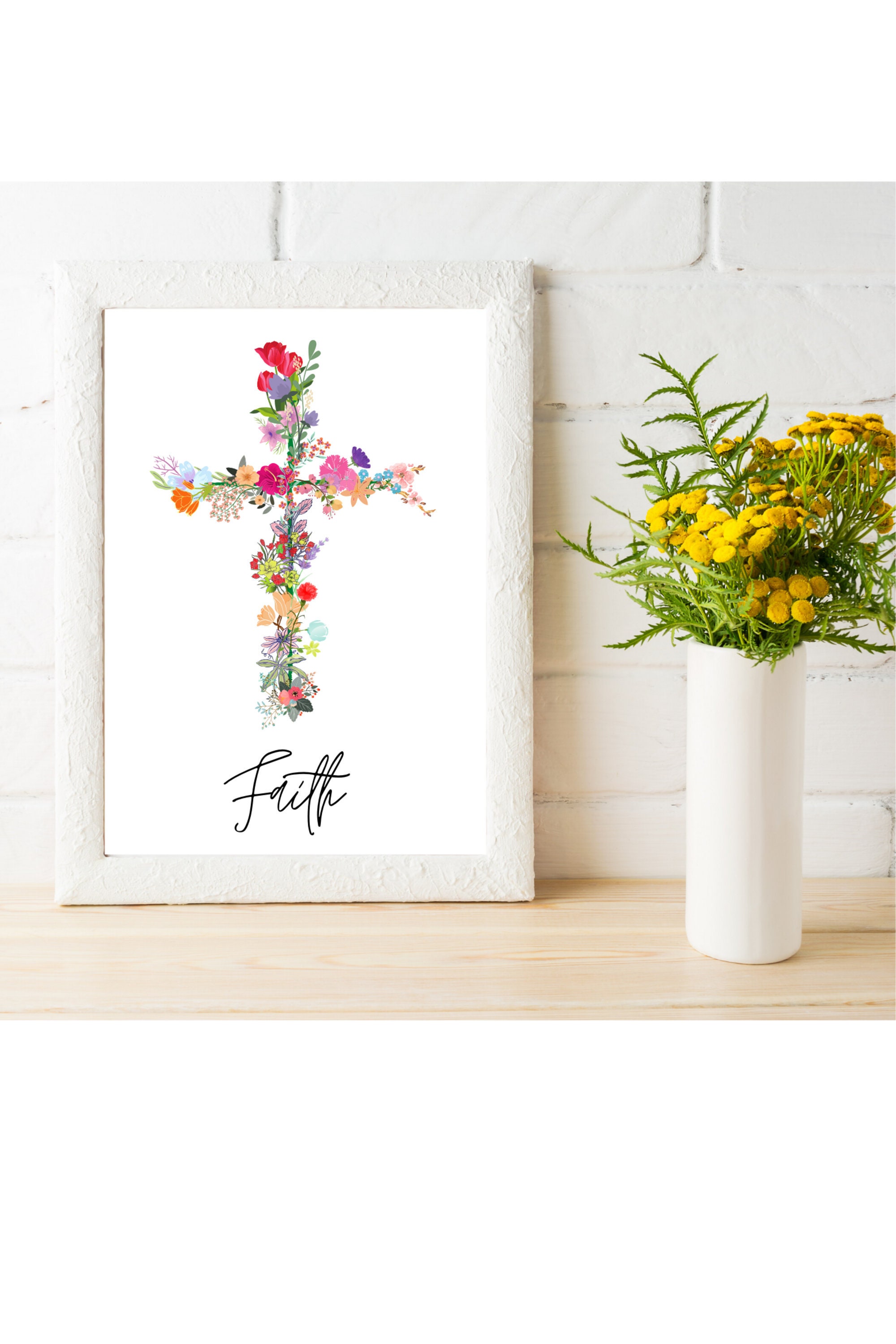PRINTABLE Floral Cross, Wall Decor, Digital Wall Art, Faith Art ...