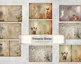 Nedladdningsbart journalpapper och samling av ephemera i vintagestil