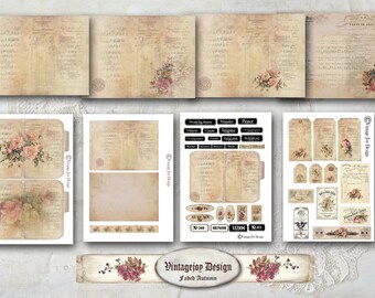 Faded Autumn Journal kit (companion kit to Shabby chic file folder kit)