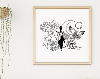 Custom Personal Interest Sketch Line Drawing | Illustration | Couple | Family | Pets | Home | Minimalistic | Portrait | Digital