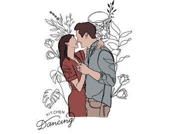 Custom Couple Sketch Line Drawing | Illustration | Love | Digital