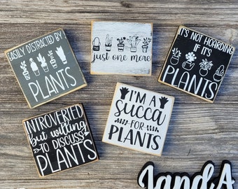 Plant Lovers Mini Wood Signs, Plant Signs, Plant Lover Wood Sign