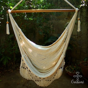 Large Cotton Boho Hammock Swing Chair for Indoor and Outdoor | Reading Chair