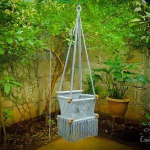 Hammock chair baby, Baby Swing Chair, Macrame Gray Swing Chair, Hanging chair indoor and outdoor, boho swing 画像 2