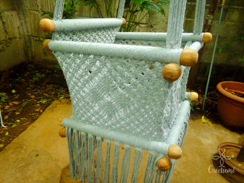 Hammock chair baby, Baby Swing Chair, Macrame Gray Swing Chair, Hanging chair indoor and outdoor, boho swing image 3