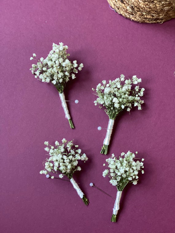Baby's breath buttonhole/dry flowers wedding Etsy