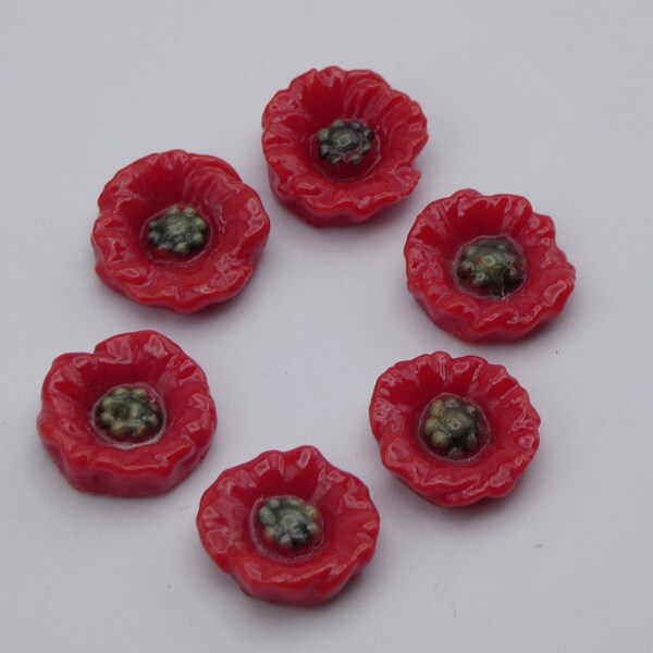 96 COE - Freeze and Fuse Poppies.  Set of 6!  Enhance Your Glass!