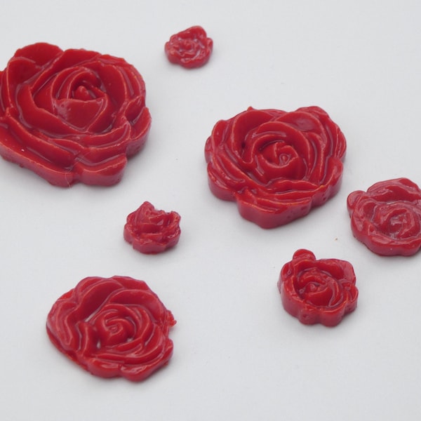 96 COE - Freeze and Fuse Flame Red Roses, Set of 7. Enhance Your Glass!