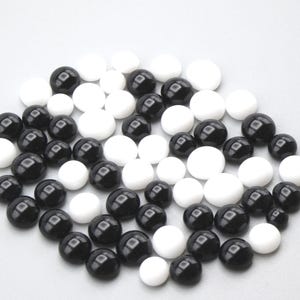 Opalescent Black and White Glass Dots: 96 COE Kiln-Fired, 1oz