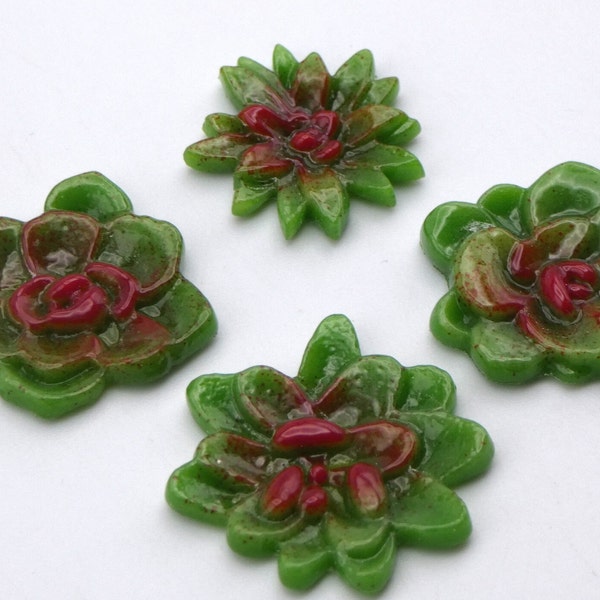 96 COE - Freeze and Fuse Succulent Plants.  Set of 4!  Fern Green Opalescent! Enhance Your Glass!