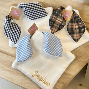 Personalized comforter "Le baci" gingham in bamboo sponge - Personalized comforter in bamboo sponge & cotton | Personalized Baby Comforter