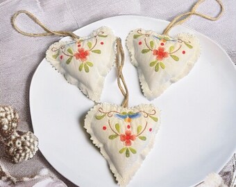 End of series /An embroidered padded Christmas heart hanging decoration