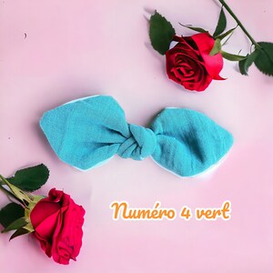 Adorable Barrette Nœud en double gaze 4 VERT