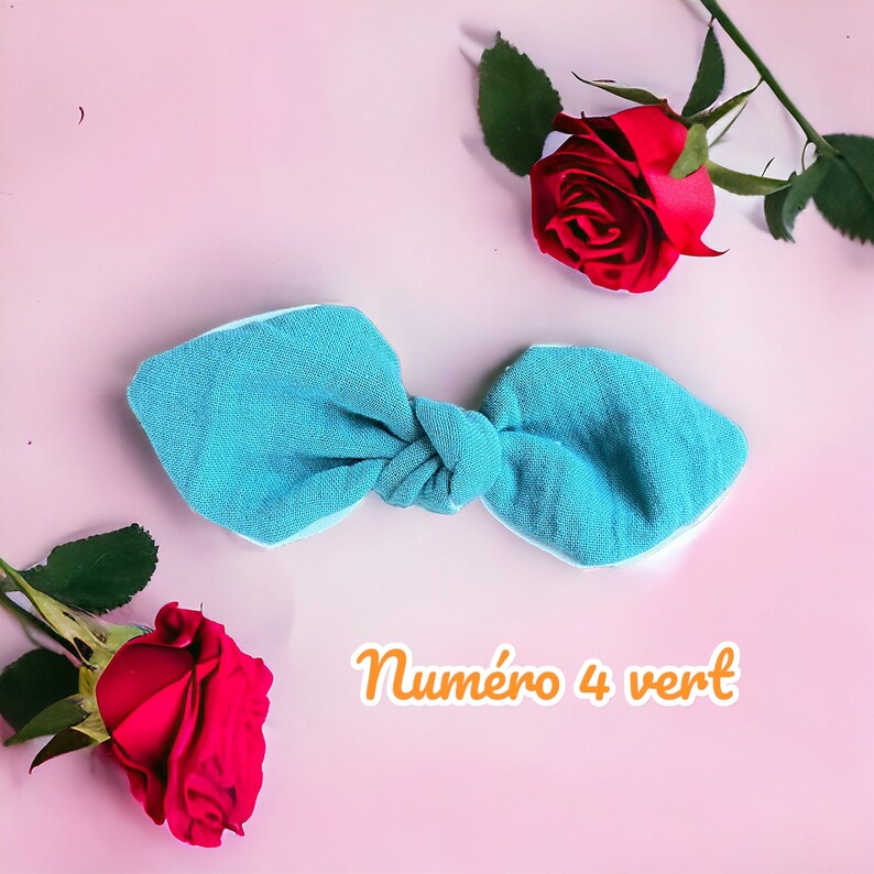 Adorable Barrette Nœud en double gaze 4 VERT